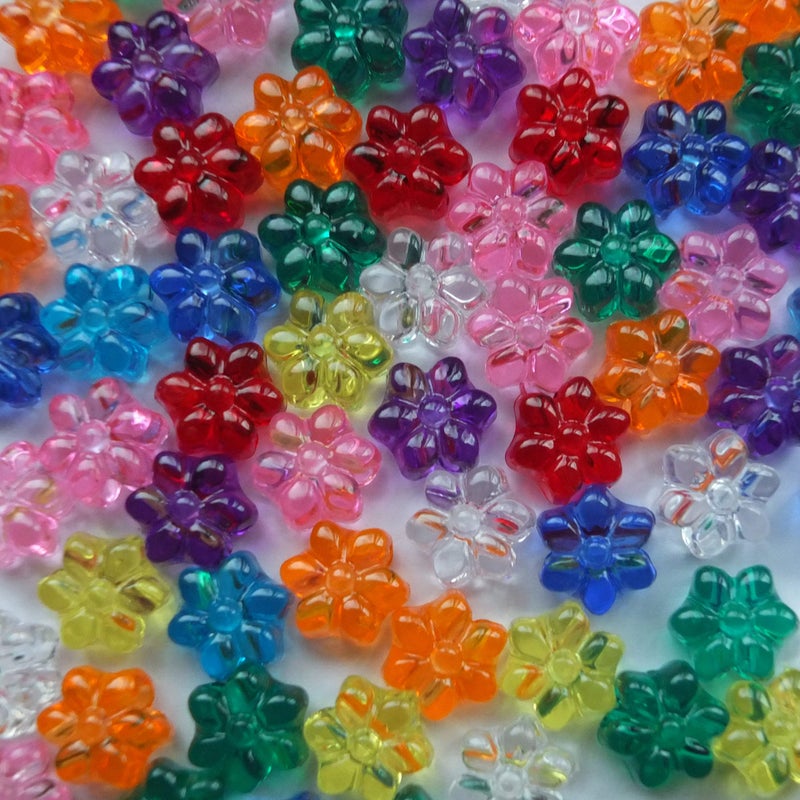 BeadExplosion Flower Beads Summer Rainbow Colors Large Hole Pony Beads Multi Mix Made in USA - Image 1